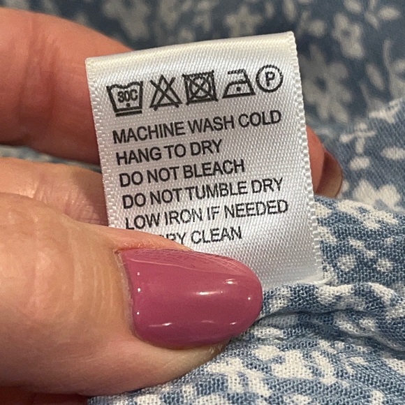 Bobbie Wren BLUE Floral TOP/PANTS SET rayon Vneck cropped minimal prairie set S - Picture 10 of 16